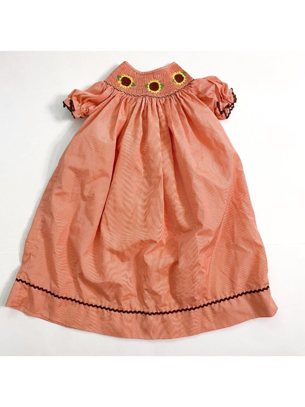 Smocked Sweets Sunflower Smocked Bishop Dress, Size 4T